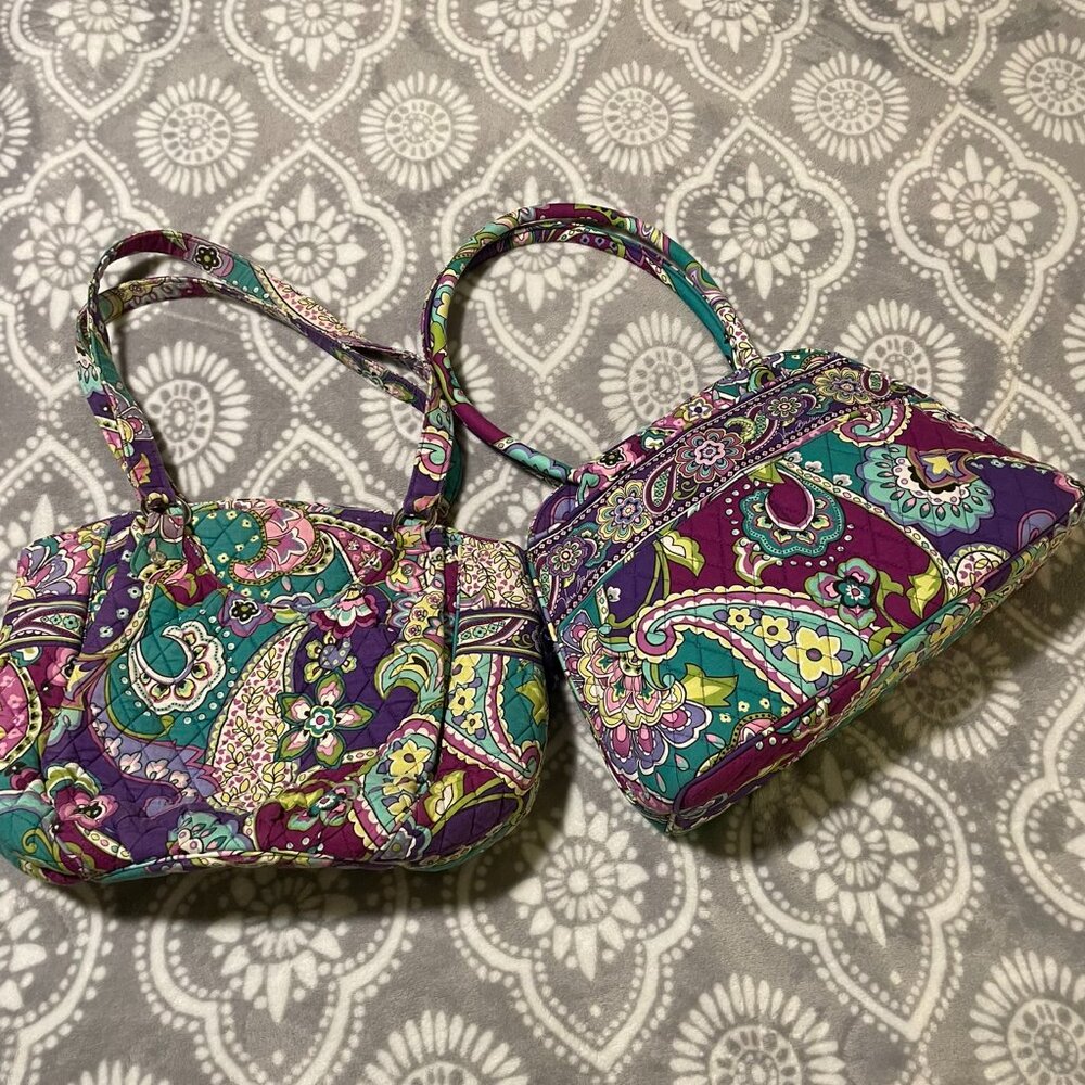 Vera Bradley Heather Pattern 2 bags!  Bowler bag (EUC) and Glenna